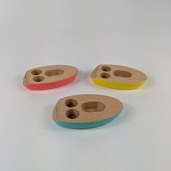 Lovevery Pattern Match Boats Replacement Boats Red Yellow Blue Wood Toys - Picture 2 of 4
